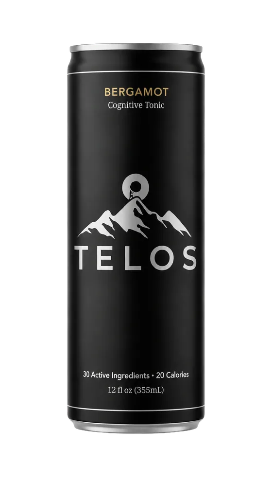 A can of Telos Cognitive Tonic, Bergamot